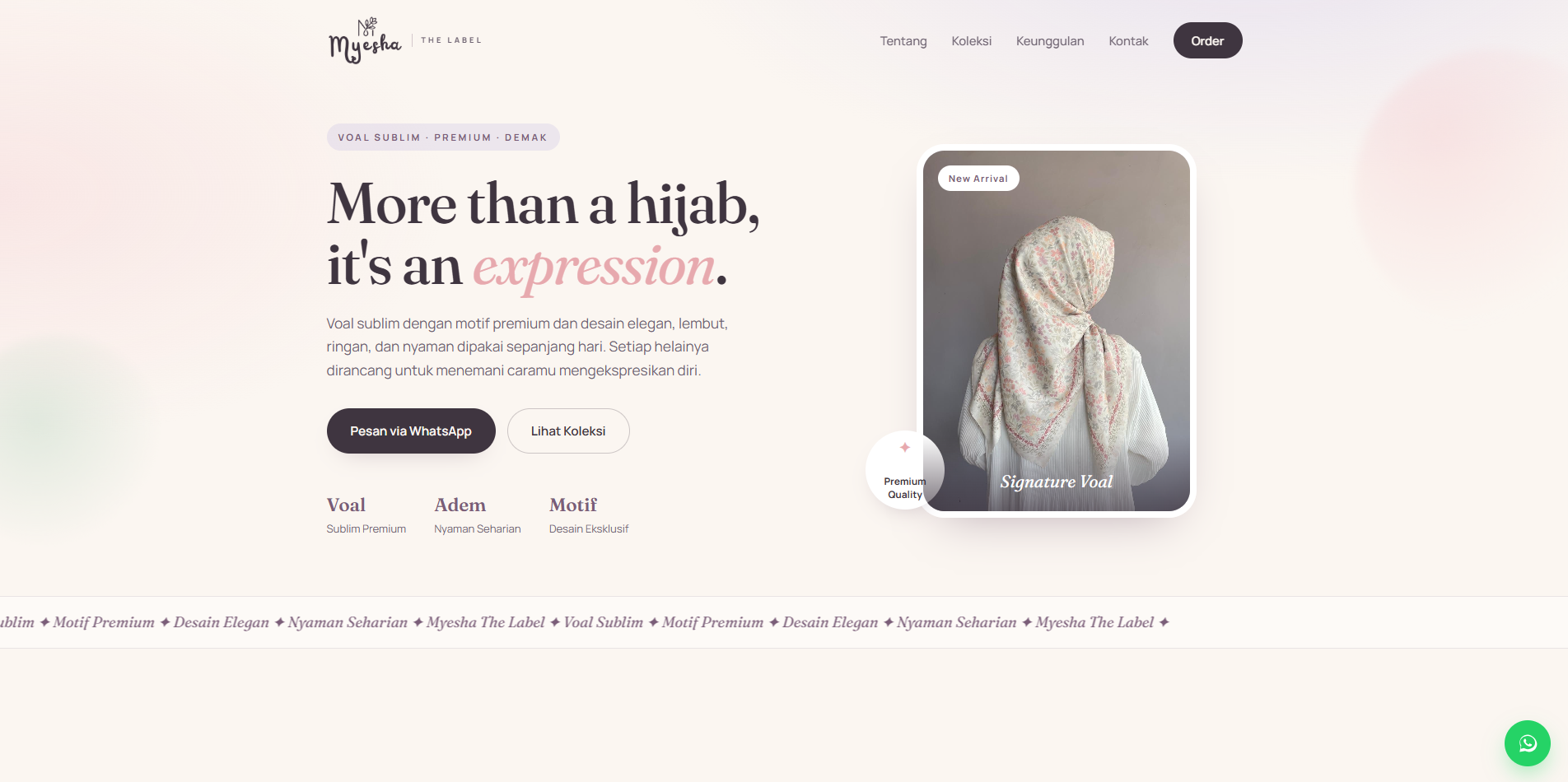 Website Fashion Myesha The Label — portofolio Maerev Semarang